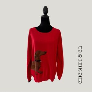 Joules Miranda Soft Red Dachshund Sweater Size 12